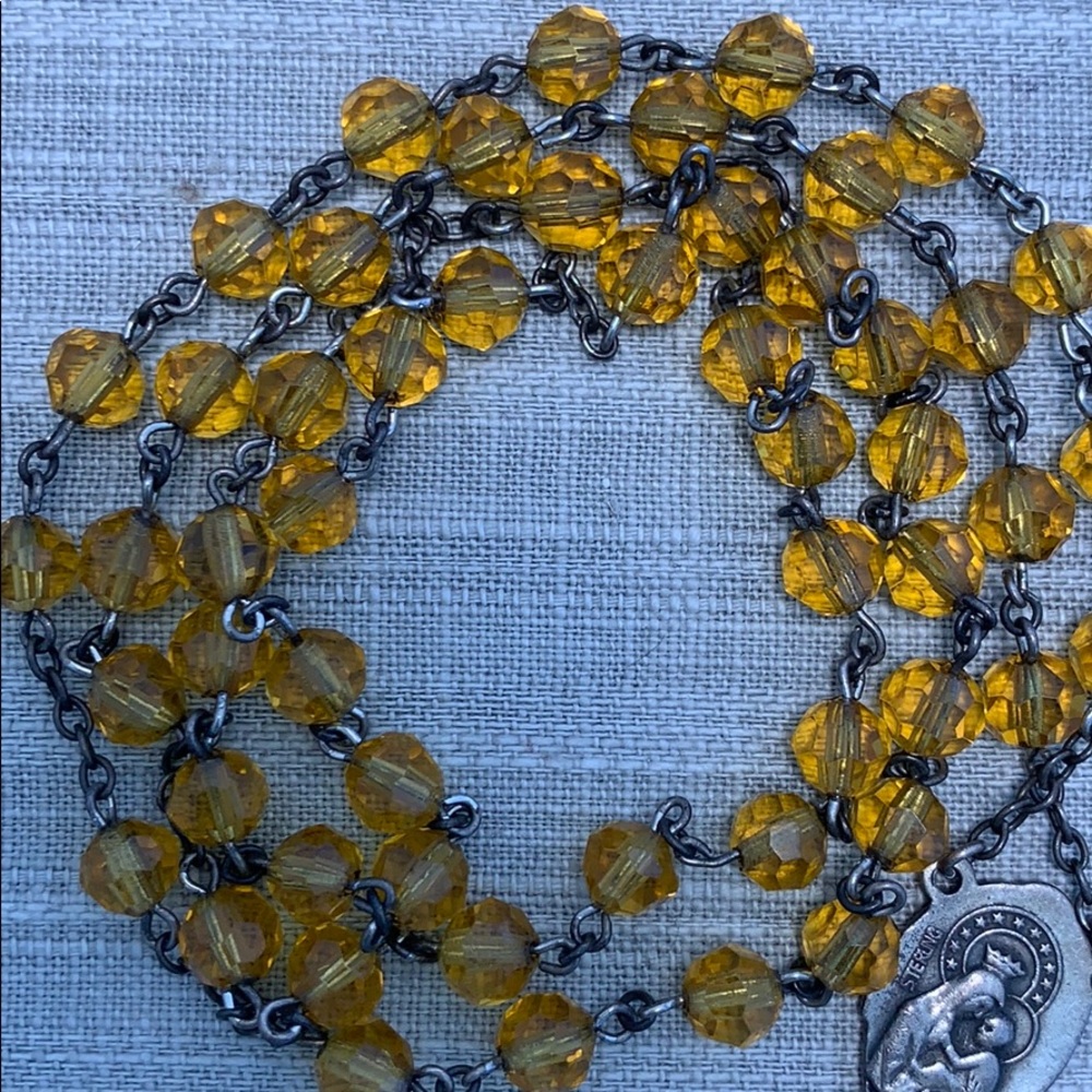 Sterling and Amber Glass Rosary w/gift Box - Picture 6 of 8